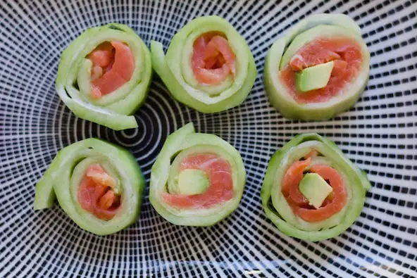 Gurken Sushi Stücke